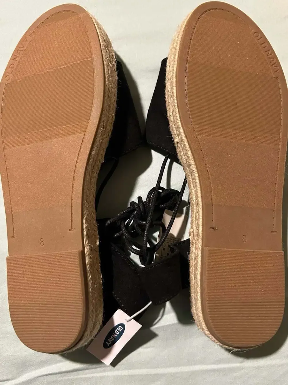 Old Navy Women's Lace-Up Espadrille Flat Sandals in Black